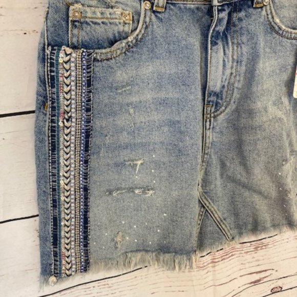 NWT Free People Side Stripe Mini Skirt - Picture 4 of 11